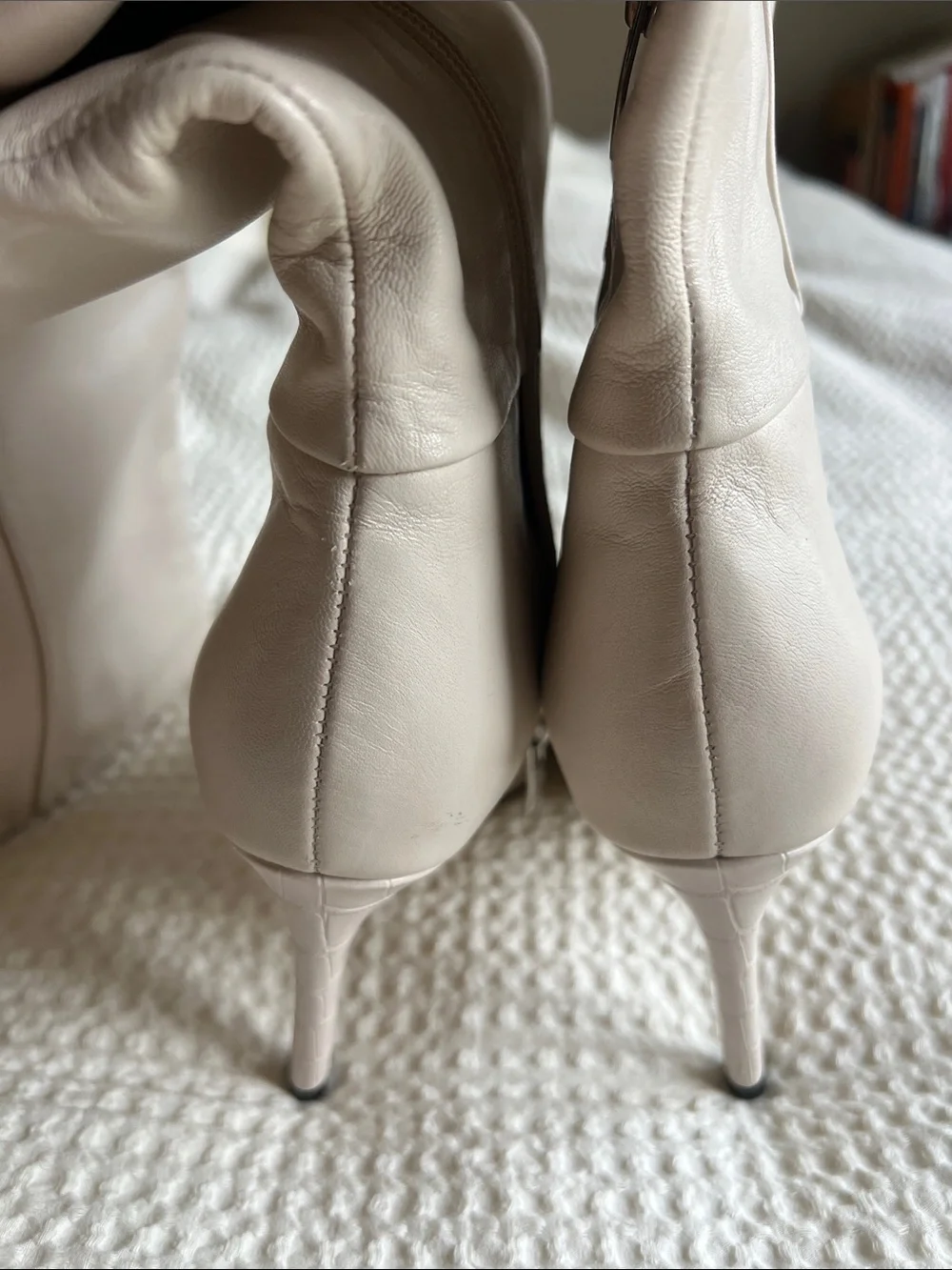 Nine West Richy Stiletto Boots in Light Beige 6.5